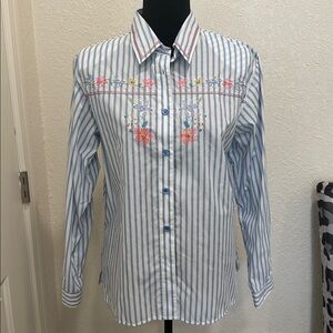 Vintage Koret City Blues size small embroidered strip button down